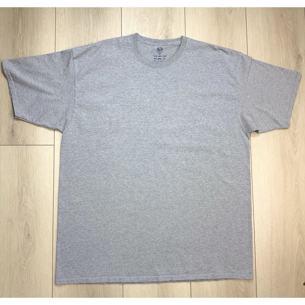 Fruit Of Loom Mens 3XLT Gray Tall Blank T Shirt Cotton Blend Crew Neck Tee Big N